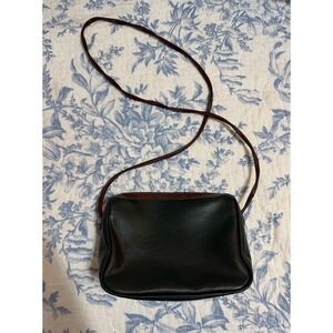 Liz Claiborne Vintage Crossbody Bag Dark Green Brown Pebbled Faux Leather Purse
